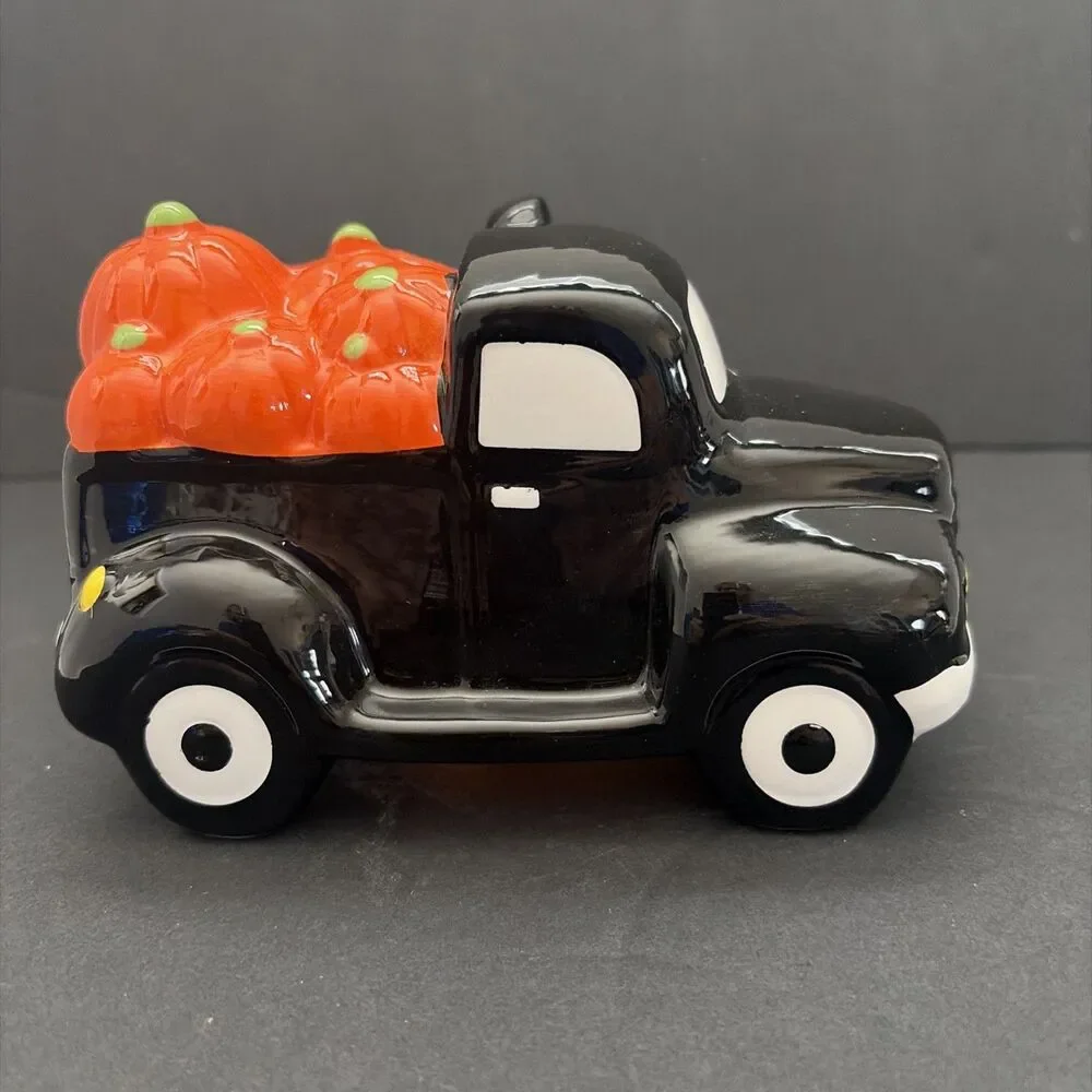 Mr. Halloween Set of 3 Ceramic LED Trucks Ghost Skeleton Jack O' Lantern NWOB